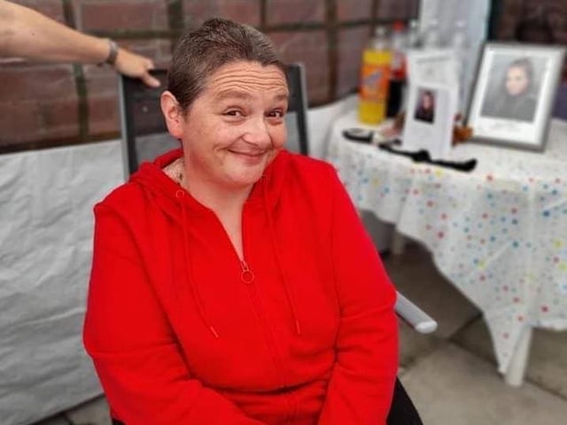 Linsey Smith from Layton shaved her head in a bid to raise enough money to buy a headstone for her goddaughter Lauren Bicket, who took her own life in May.