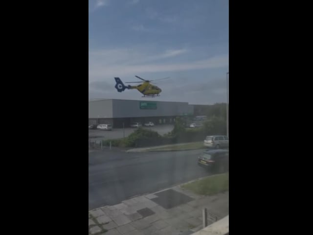 Video shows the air ambulance touching down in the car park of Pets at Home in Holyoake Avenue, off Plymouth Road, Blackpool at around 9am this morning (Wednesday, June 30)