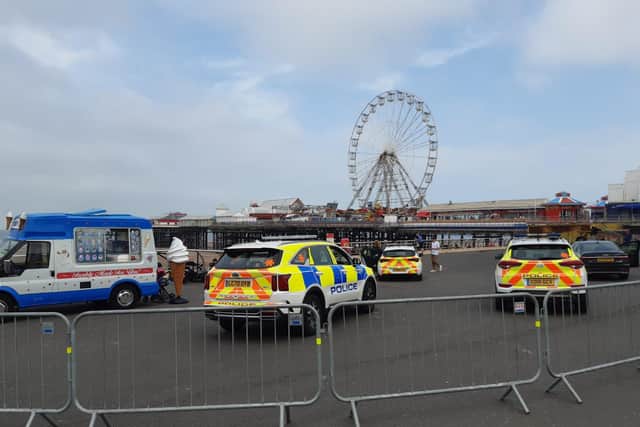 Maurice Murray's NiceOne Ice cream van plays a role in the action on Blackpool Promenade during Stay Close filming.
