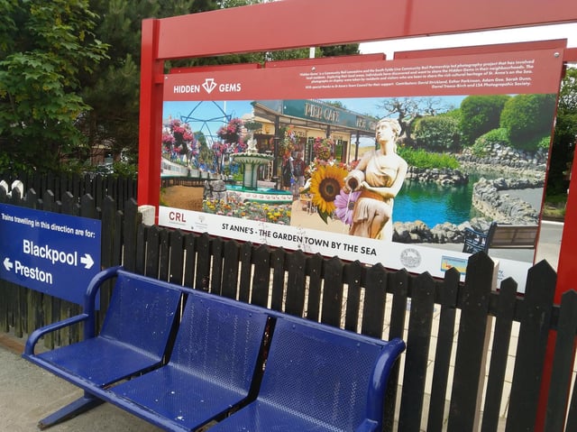 One of the montages in place at the station to welcome visitors.