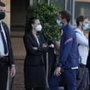 England boss Gareth Southgate is greeted on arrival at the team hotel in Rome ahead of tonight's Euro 2020 quarter-final