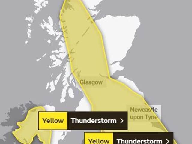 Yellow warning of thunderstorms