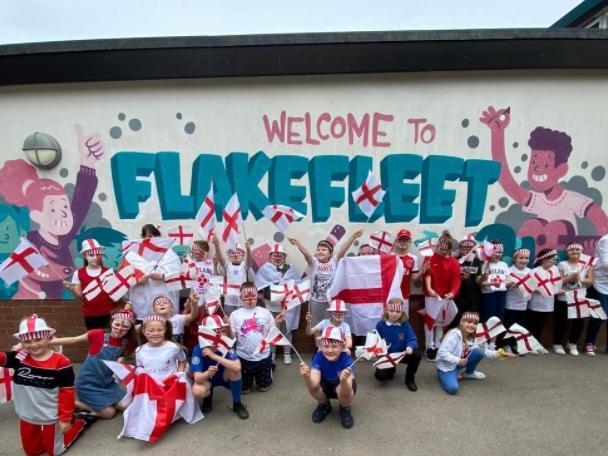 Flakefleet Primary pupils spur on the England team