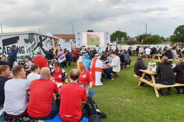 Football fans getting ready to enjoy England v Ukraine at the Newton Arms pub in Norcross on Saturday, July 3, 2021 (Picture: Dan Martino for The Gazette)