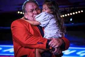 Olivia, four, was in tears as her dad, the resort comic Joey Blower, 58, welcomed her on stage at Viva Blackpool, at the end of his last show before flying abroad for cancer treatment in Prague, on Saturday, July 3, 2021 (Picture: Martin Bostock for The Gazette)