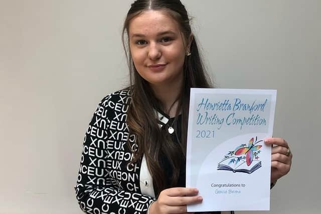 Proud Fleetwood teenager Gracie Beirne  after winning the national writing competition