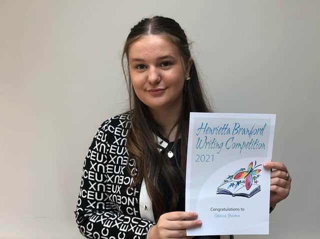 Proud Fleetwood teenager Gracie Beirne after winning the national writing competition