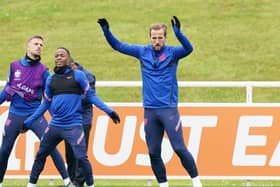 Harry Kane in England's final training session at St George's Park before heading south for Wednesday's semi-final