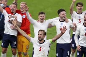 Matchwinner Harry Kane at the centre of the celebrations as England reach their first European Championship final