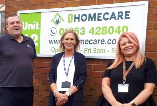 Credit union for Preston and Blackpool Clever Money has teamed up with 1 Homecare as its latest payroll partner. 
CLEVR Money manager Anthony Brookes (left) with Lisa Barnett and Samirah Morcos of 1 Homecare.