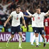 England's players celebrate reaching the Euro 2020 final. Picture: PA