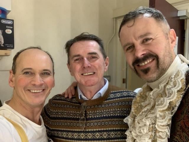 Tom Lister (right) prepares for the play with Steve Royle and writer David Slattery Christy