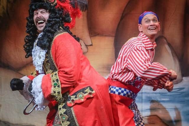 Tom Lister and Steve Royle in panto at Blackpool's Grand Theatre