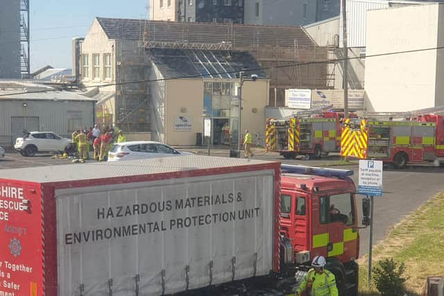 Three fire engines from Blackpool, Bispham, and Fleetwood - as well as a hazardous materials unit from South Shore - attended the incident. (Photo by Kayleigh Armer)