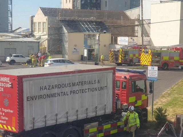 Three fire engines from Blackpool, Bispham, and Fleetwood - as well as a hazardous materials unit from South Shore - attended the incident. (Photo by Kayleigh Armer)