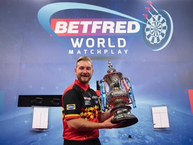 Dimitri van den Bergh defends his Betfred World Matchplay title at the Winter Gardens Picture: PDC