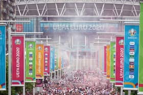 Fans outside Wembley Stadium as England prepare to take on Italy