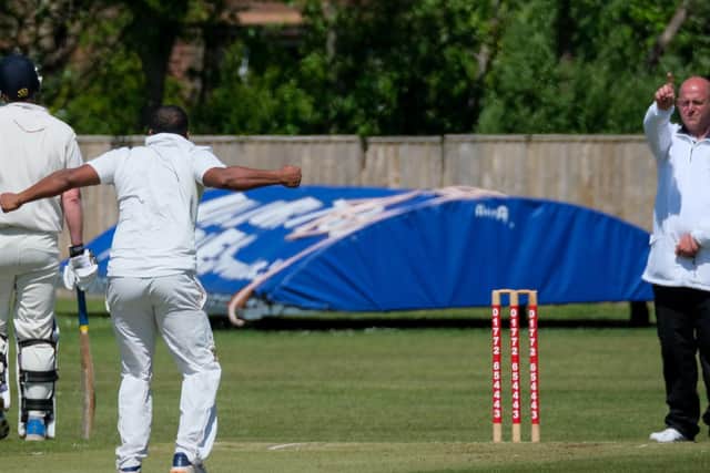 Fleetwood CC professional Dyllan Matthews, here celebrting a wicket, was again a key figure in their successful weekend