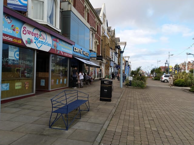 A woman in her 40s has suffered a serious head injury after she was attacked outside Cafe Nero in St Annes Road West, St Annes on June 27. Pic: Google