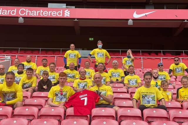 32 youngsters and adults from two resort football teams cycled 90 miles on Sunday to raise money for Jordan Banks' family in his memory. Pic: Jonathan Barratt.