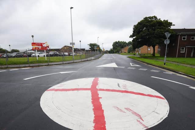 An England flag was painted onto Kincraig Road's mini roundabout on the evening of the England v Italy Euro 2020 final. Pic: Dan Martino/JPI Media