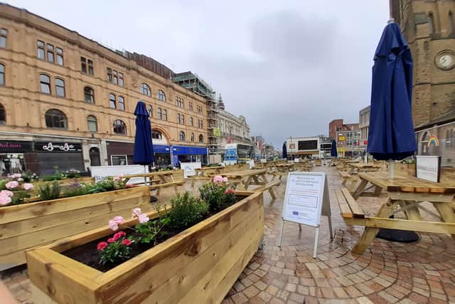 The outdoor dining area being created in St John's Square