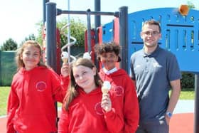 Pupils with Lewis Smillie from Vision for Education with their ice creams. Pic: Fylde Coast Academy Trust.