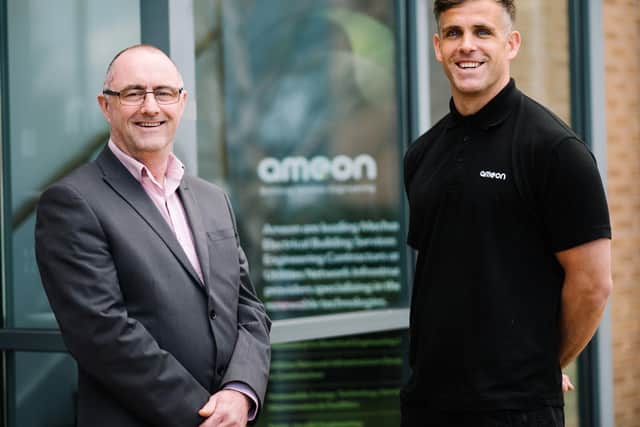 Ameon principal contract manager, Dave Scott, left, with new electrical apprentice, Rob Parker