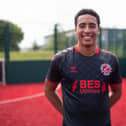 James Hill models the new Fleetwood Town away shirt launched on Thursday
Picture: FLEETWOOD TOWN FC