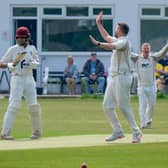 Matt Grindley celebrates one of his 48 wickets so far this season for Blackpool