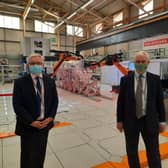 Fylde MP Mark Menzies and exports minister Graham Stuart at BAE Systems Warton