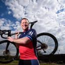 Gary Apps with his bike, before the challenge