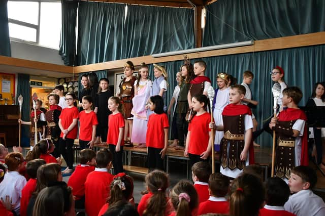 A Latin assembly at St. John’s Catholic Primary School in Poulton, part of the Fylde Coast Classics network. Pic: Blackpool Sixth