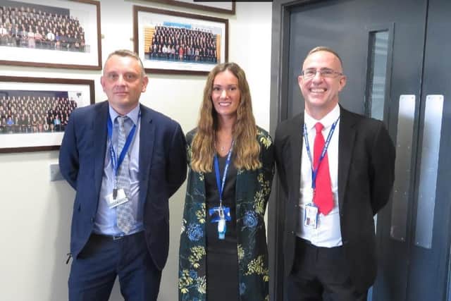 Fleetwood High School is the first to roll out a business mentoring programme from Lucas Hunter of Hunter Lawyers supported by the Headteacher Mr Barnes (pictured right) and deputy Headteacher Mr Grant (pictured left) with programme director Rebecca Garcia.