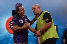 Peter Wright defeated Michael van Gerwen to reach tonight's Betfred World Matchplay final at the Winter Gardens Picture: Lawrence Lustig/PDC