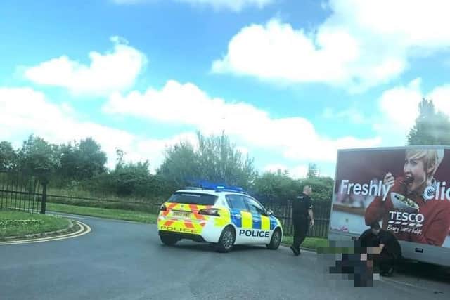 Police stopped a Tesco van driver outside Peel Hall Business Park in Peel Road, Lytham on Wednesday, July 14. Pic credit: Jason Eastwood