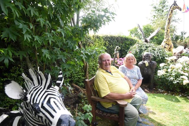 Roger and Susan started their safari garden after spotting the sculptures outside a warehouse, and thought their late son would have liked them. Pic: Daniel Martino/JPI Media