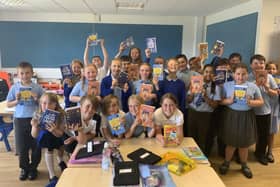 Year Five at Layton Primary School with their gifted books. Pic: Blackpool Council