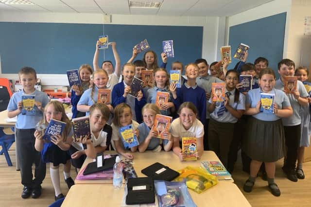 Year Five at Layton Primary School with their gifted books. Pic: Blackpool Council