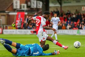 Shayden Morris equalises for Fleetwood against Leeds