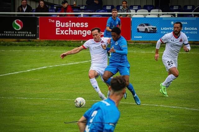 Action from Fylde's lively friendly in Warrington
Picture: AFC FYLDE
