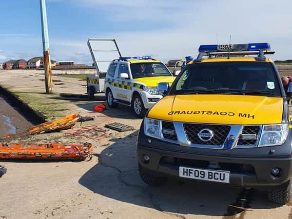 The Fleetwood and Knott End Coastguard rescue teams were mobilised at 3.14pm after the woman became stuck at the side of the slipway in the River Wyre. Pic: HM Coastguard Fleetwood