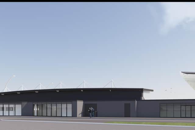 Artist's impression of the proposed North Stand at Mill Farm