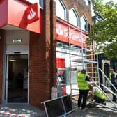 Santander bank, in Clifton Street, Lytham, having signage removed the day after it closed for good on July 22, 2021