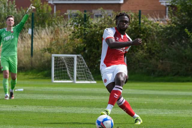 Darnell Johnson on the ball for Fleetwood Town in this week's friendly against Wrexham