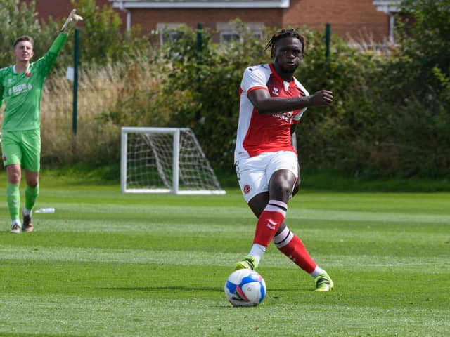 Darnell Johnson on the ball for Fleetwood Town in this week's friendly against Wrexham