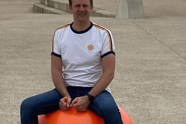 Trinity Hospice fundraiser Dave's Fleetwood to Lytham spacehopper bounce to bring in the cash