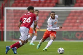 Keshi Anderson in the thick of the action at Ashton Gate