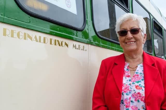 The tram was unveiled by Reg's daughter Jill Steel
