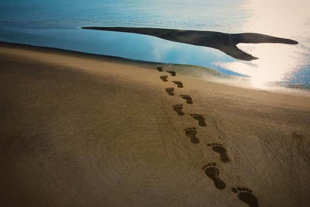 The giant footprints on the beach at St Annes